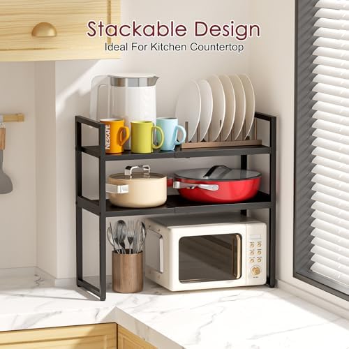 Expandable Kitchen Storage Shelves,110LBS Heavy Duty Metal Garage Shelving Units For Pot Pans Appliance,Adjustable Small Storage Shelf Rack Organizer For Kitchen Countertop Under Cabinet Garage Pantry - Image 6