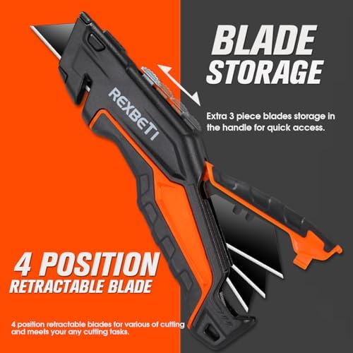 REXBETI Box Cutter 6-Pack, Utility Knife with Blade Storage, 44 Blades - Image 5