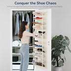 Whitmor 36 Pair Over The Door Shoe Organizer, 12 Tier Hanging Shoe Organizer, Heavy Duty Metal & Mesh Shoe Holder, Hanging Shoe Rack for Closet Organizer & Storage, 74"H x 21.7"W x 7.5"D, Beige - Image 3