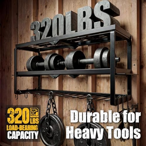 320lbs Power Tool Organizer Wall Mount with Charging Station Shelf - Image 3