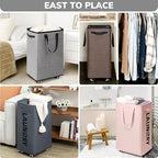 Goodpick 75L Laundry Basket with Wheels & Removable Wash Bag for Dorm - Image 6