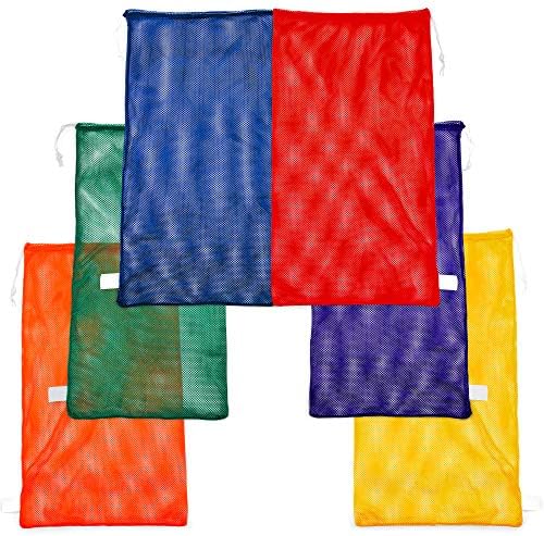 Champion Sports Mesh Equipment Bag – Heavy-Duty Nylon Drawstring Bag with Lock & ID Tag, Breathable Storage Sack for Balls, Swim Gear, Laundry & Toys, Multiple Sizes & Colors by ChampionSports