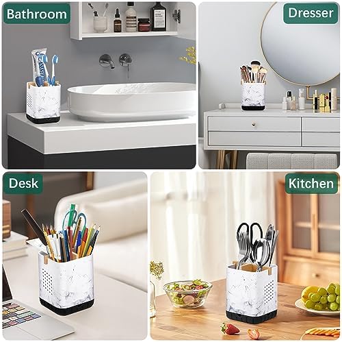 Boperzi Electric Toothbrush Holders for Bathroom Countertop, Detachable Toothbrush and Razor Holder Drainage for Shower, Kids Toothbrush and Toothpaste Holder, 3 Slots Bamboo Toothbrush Organizer - Image 5