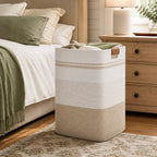 Laundry Hamper, Cotton Rope Laundry Basket with Leather Handles, 22.5-Gallon/85 L Large Clothes Hampers for Laundry, Woven Laundry Baskets for Blankets, Clothing, Bedroom, Living Room, Nursery - Image 4