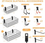 INCLY 27PCS Slatwall Accessories Set with 3 Baskets & Multisized Hooks - Image 6