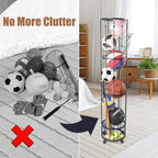 Upgrated 4-Layer Ball Storage Rack with Small Bottom Ball Holder, 3 Adjustable Elastic Cords Sports Equipment Organizer, Wall-Mounted Basketball Rack for Indoor,Outdoor,Home,Garage - Image 2