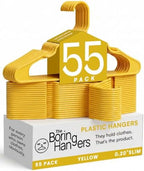 Yellow Plastic Hangers 55 Pack - 10 lb Heavy Duty Yellow Clothes Hangers for Closet, Kids Room Coat Hangers - 0.20" Slim & Cheerful Colored Hangers for Shirts, Skirt, Dresses by TheBoringHangers