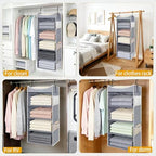 5-Shelf Hanging Closet Organizer and Storage with Side Pockets, Collapsible Closet Hanging Shelves for Storage, Grey - Image 6