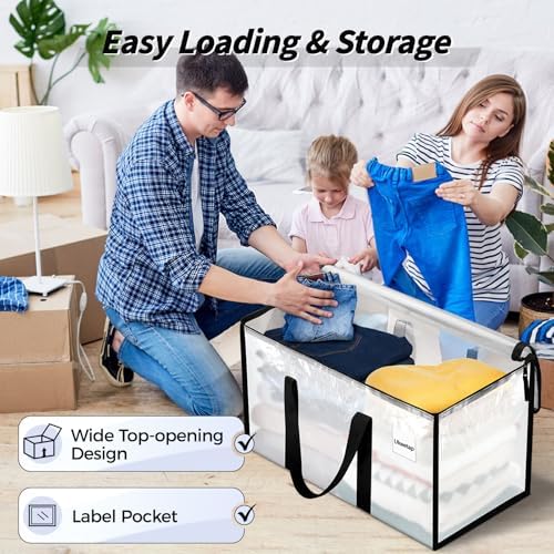 16 Pack Extra Large Clothes Storage Bins with Lids, Moving Bags, Clear | Storage Bags with Reinforced Handles & Heavy-Duty Zippers, Moving Boxes Totes for Clothes Packing, Dorms, College Supplies - Image 5