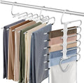 Upgrade 6 Layers Pants Hangers Space Saving, 2Pack Stainless Steel Multifunctional Rack Non Slip S-Type Clothes Jean Hanger Closet Organizer for Jeans Leggings Trousers Skirts Scarf, White | Metal Space Saving Hangers Multi-Layer Multifunctional Closet... by Besslly