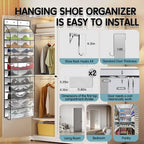 Kotkn Over The Door Shoe Organizer with 12 Large Breathable Pockets - Durable Hanging Storage for the Entire Family's Shoes (White) - Image 4