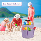 2Pcs 17L Collapsible Cleaning Supplies Caddy with Handle for Travel, Purple - Image 4