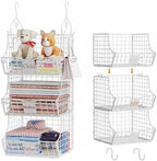 Hanging Closet Organizers and Storage, 5 Tier Closet Shelf Clothes Organizer with 2 S-Hooks, Multi-Functional Iron Wire Baskets, for Clothing, Sweaters, Handbags, Hat, Canned by Unknown