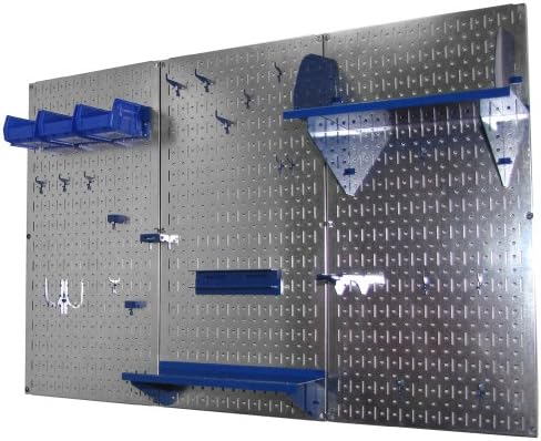 Wall Control Pegboard Organizer 4 ft. Metal Pegboard Standard Tool Storage Kit with Galvanized Toolboard and Blue Accessories - Image 2