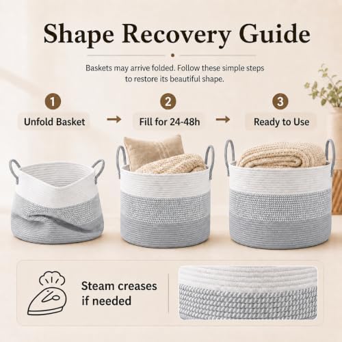 JMvicyroam 115L Extra Large Machine Washable Cotton Rope Blanket Basket - Image 6