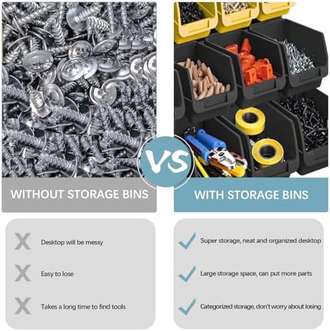 90PCS Heavy-Duty Wall Mounted Storage Bins - Plastic Adjustable Compartment Organizer for Nuts, Bolts, Screws & DIY Tools | Garage, Workshop Wall Rack - Image 6