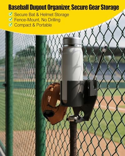 Baseball Softball Dugout Organizer Fence Mounted Rack for Bats Helmets - Image 2