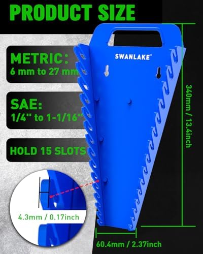 SWANLAKE Magnetic Wrench Organizer Toolbox Holder, 4-Pack SAE (1/4'' to 1-1/16''), Metric (6mm to 27mm) Wrench Organizers, Total Hold 60 Slots Ratchet Holders for Tool Box - Image 2