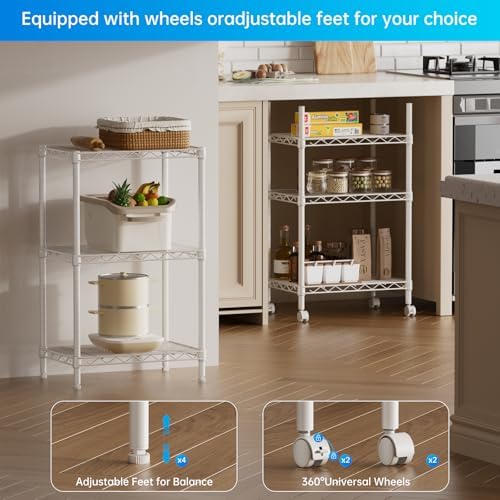 SINGAYE Small Shelves Kitchen Storage Shelf Wire Shelving Metal Adjustable - Image 5