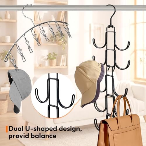 Hat Organizer for Closet, Baseball Caps Rack with 10 Hooks - Image 6