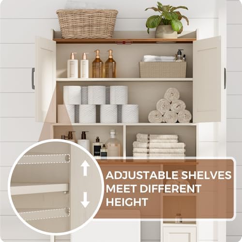 Homhedy Wooden Over The Toilet Storage Cabinet with Barn Door - Image 4