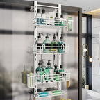 HapiRm 4 Tier Over the Door Shower Caddy, Hanging Shower Caddy with 22 Hooks and 2 Toothbrush Holders, No Drilling Adjustable Hanging Bathroom Organizer - White by HapiRm