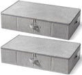2-Pack Under Bed Storage Containers with Lids, 6.7" Low Profile Under Bed Organization Bins for Clothes, Bedding and Sweaters, 53L Large Fabric Storage Boxes, Foldable Space Saving, Gray by Unknown