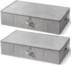 2-Pack Under Bed Storage Containers with Lids, 6.7" Low Profile Under Bed Organization Bins for Clothes, Bedding and Sweaters, 53L Large Fabric Storage Boxes, Foldable Space Saving, Gray by Unknown