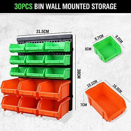 30-Bin Wall-Mounted Storage Bins, Heavy-Duty Garage Tool Organizer for Screws, Nuts, Bolts, Nails, Small Hardware Parts - Easy Installation and Customizable - Image 2