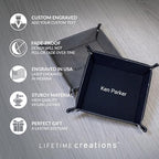 Personalized Leather Valet Tray for Men, Engraved Name Brown Catchall - Image 3
