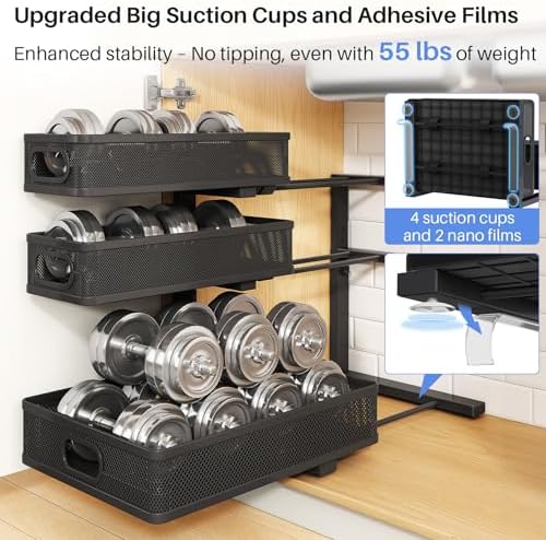 Under Sink Organizer, 3-Tier Thickened Metal Pull out Cabinet Organizer Shelf, Height Adjustable Slide out Storage Drawer Rack for Kitchen Bathroom Pantry Laundry Home Organization, 1-Pack, Black - Image 6