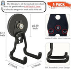 ULIBERMAGNET Upgraded Large Magnetic Hooks,Strong Heavy Duty Magnet Hooks for Power Drill,Broom,Garden Tools,Pegboard,Garage,Workshop,Hardware, 4 Pack Magnet Storage Holder for Hanging(Black) - Image 3