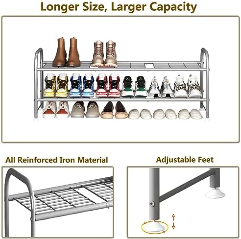 LINZINAR 2 Tier Long Shoe Rack for Closet Metal Shoe Organizer for Entryway - Image 6
