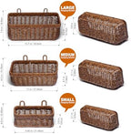 Hanging Baskets, Handmade Wicker Style Wall Basket w/Hooks - Image 2