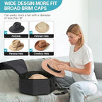SLEEPING LAMB Hat Box for Travel and Storage, Collapsible Cowboy Cap Organizer for Closet with Handles, Hat Boxes for Men and Women Storage Large Cap Case Carrier with Cardbord, Black - Image 4