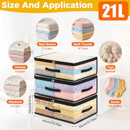 10Pcs Clear Storage Bags With Zippers & Handles Blanket Storage Bag - Image 2