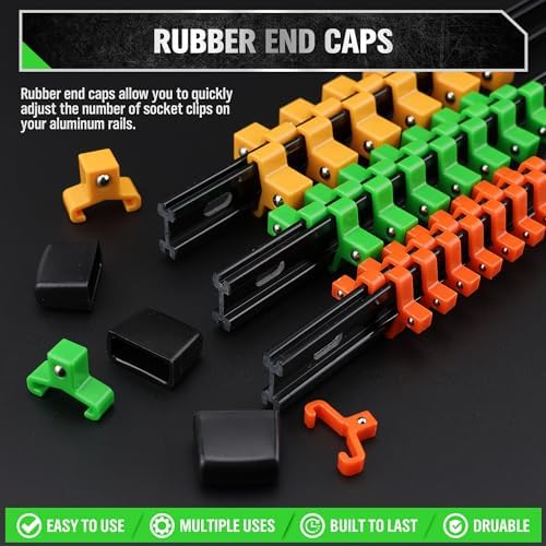 SWANLAKE Organizer Socket Holder, 9PCS 1/4-Inch x 48 Clips, 3/8-Inch x 45 Clips, 1/2-Inch x 36 Clips, Premium Quality Socket Clip Rail Holder - Image 5
