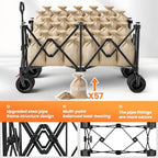 Beach Wagon Carts Foldable 570LBS Collapsible Wagon with Big All-Terrain Wheels for Sand 330L Heavy Duty Utility Carts with Cup Holders for Garden, Camping, Grocery, Black - Image 5