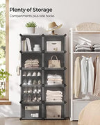 SONGMICS Shoe Rack, 10-Tier with Doors, 40-Pair Storage Cabinet | Shoe Organizer, Steel Frame, Plastic Panel, Bedroom, Entryway, Ink Black and Transparent, DAMION Collection ULPC035B01 - Image 4