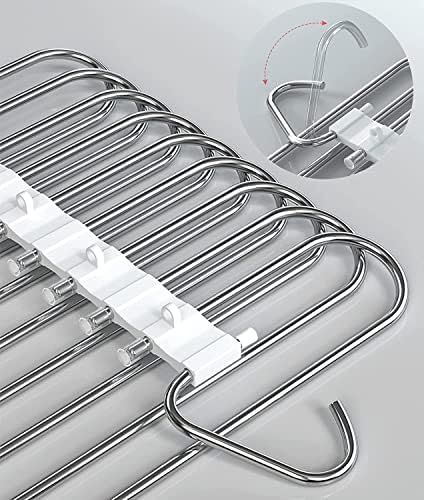 9 Layers Pants Hangers Space Saving Non-Slip Closet Organizer 4 Pack | Metal Space Saving Hangers Multi-Layer Multifunctional Rack Closet Organizers Storage for Skirts Jeans Trousers(Antiquewhite) - Image 5