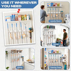 Broom Holder Wall Mount with Cleaning Supplies Organizer, Laundry Room Organization and Storage Shelf with Mop Hanger Rack Gripper Hooks, Utility Shelf Closet Organizer Floating Shelves for Garage - Image 6