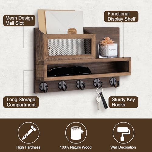 Key Holder for Wall, Mail Organizer with Storage Compartment - Image 2