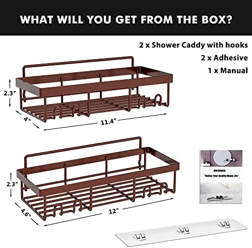Moforoco Shower Caddy Shelf Organizer Rack, Self Adhesive Black Bathroom Shelves Basket, Home Farmhouse Wall Inside Organization and Storage Decor Rv Accessories, First Camper Apartment Essentials - Image 7