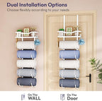 SWTYMIKI Over the Door Towel Rack - 6 Tier Towel Racks for Bathroom Wall Mounted, Towel Holder with Shelf, Hanging Rolled Towel Storage Organizer for Small Bathroom, Camper, RV, White - Image 6