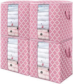 Storage Bags 4 Pack 100L Clothes Organization and Storage Containers | Large Blanket for Comforters,Bedding, Foldable Organizer with Reinforced Handle, Clear Window, Sturdy Zippers, Pink by WiseLife