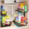 REALINN Under Sink Organizer, 2 Pack Height Adjustable Under Sink Organizers and Storage, 2 Tier Pull Out Drawer Cabinet Storage for Kitchen Bathroom by REALINN