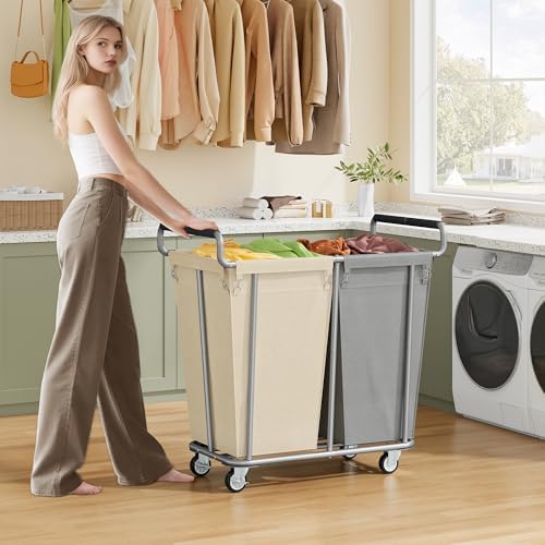 Gewudraw 2 Bag 360L Laundry Baskets with Wheels Heavy Duty - Image 2