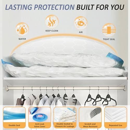 4 XXL Jumbo Vacuum Storage Bags for Bedding, Space Saver with Hand Pump | 47.2" x 35" Extra Large Vacuum Seal Bags for Bedding, Comforters, Blankets & Pillows; 80% Space-Saving Storage for Home - Image 4