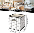 Yunkeeeper storage bins Cubes, Fabric Cube Organizer with Handle, Foldable Cube Bins for Cloth or Accessary Storage, 11x11x11, Set of 6, (White grid) - Image 2