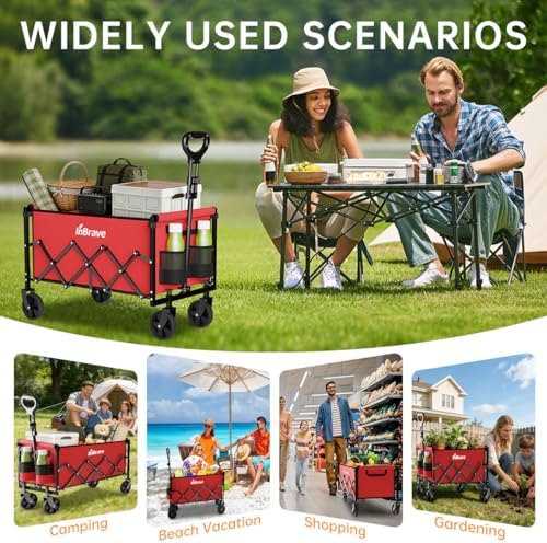 Collapsible Wagon Cart with All-Terrain Wheels, 380LBS Capacity - Image 6